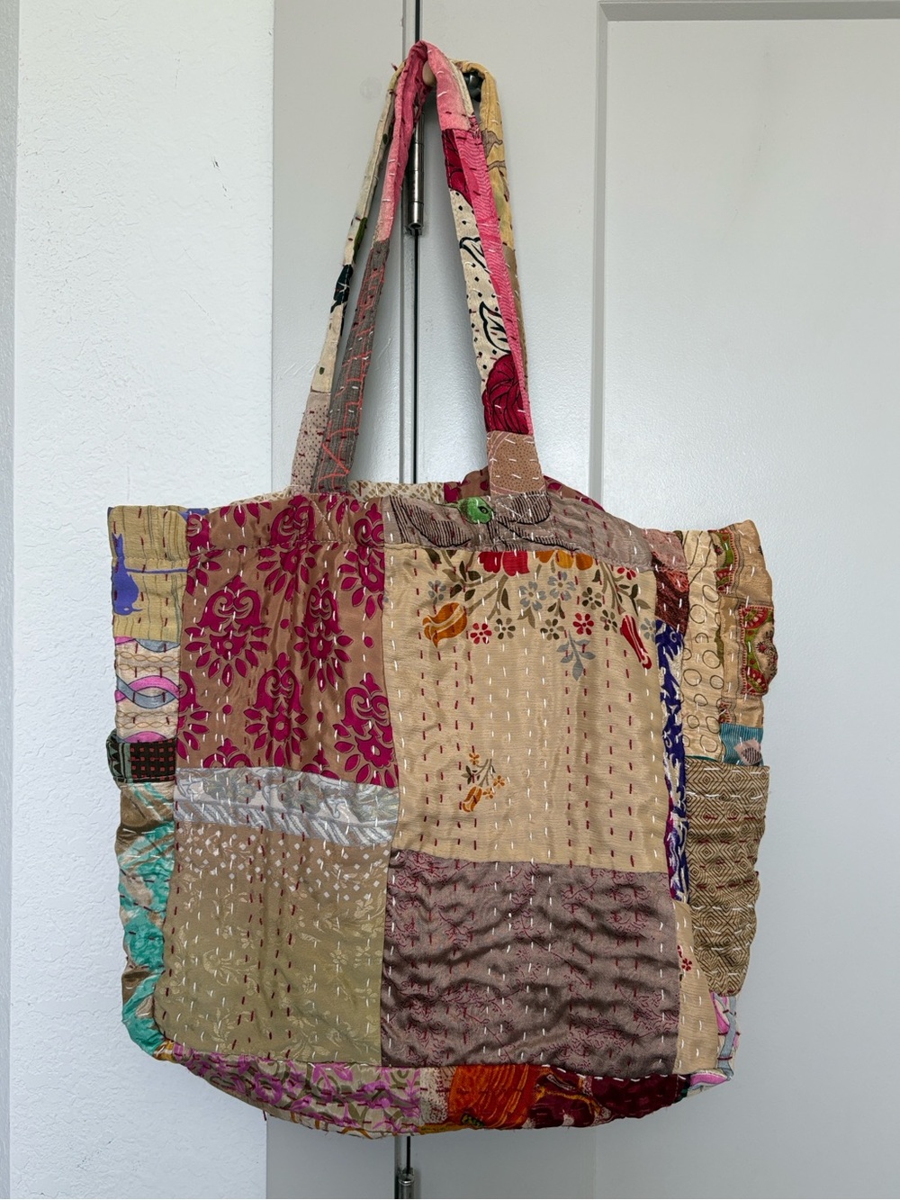 WORLD MARKET QUILTED PATCHWORK TOTE BAG
